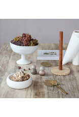 Acacia Wood Paper Towel Holder with Scalloped Travertine Base