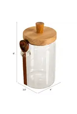 Glass Canister with Wood Lid & Spoon, Natural, Set of 2