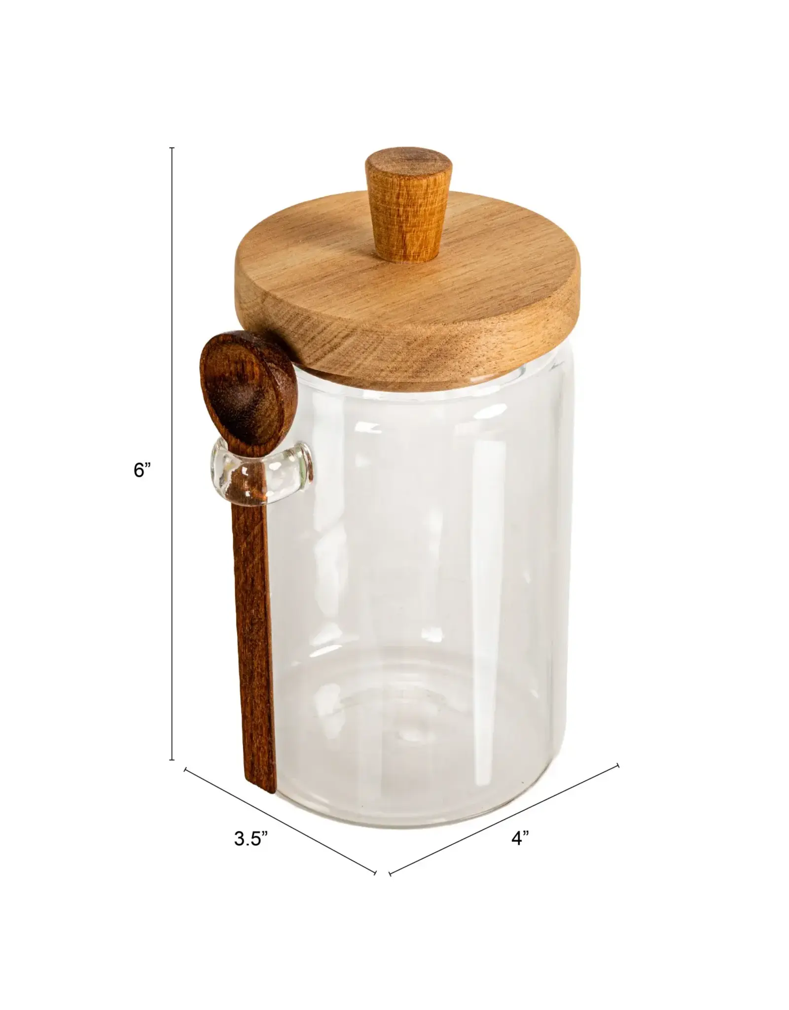 Glass Canister with Wood Lid & Spoon, Natural, Set of 2
