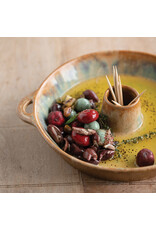 Stoneware Dish with Toothpick Holder with Glaze