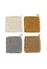 Cotton Crocheted Potholder, 4 Colors