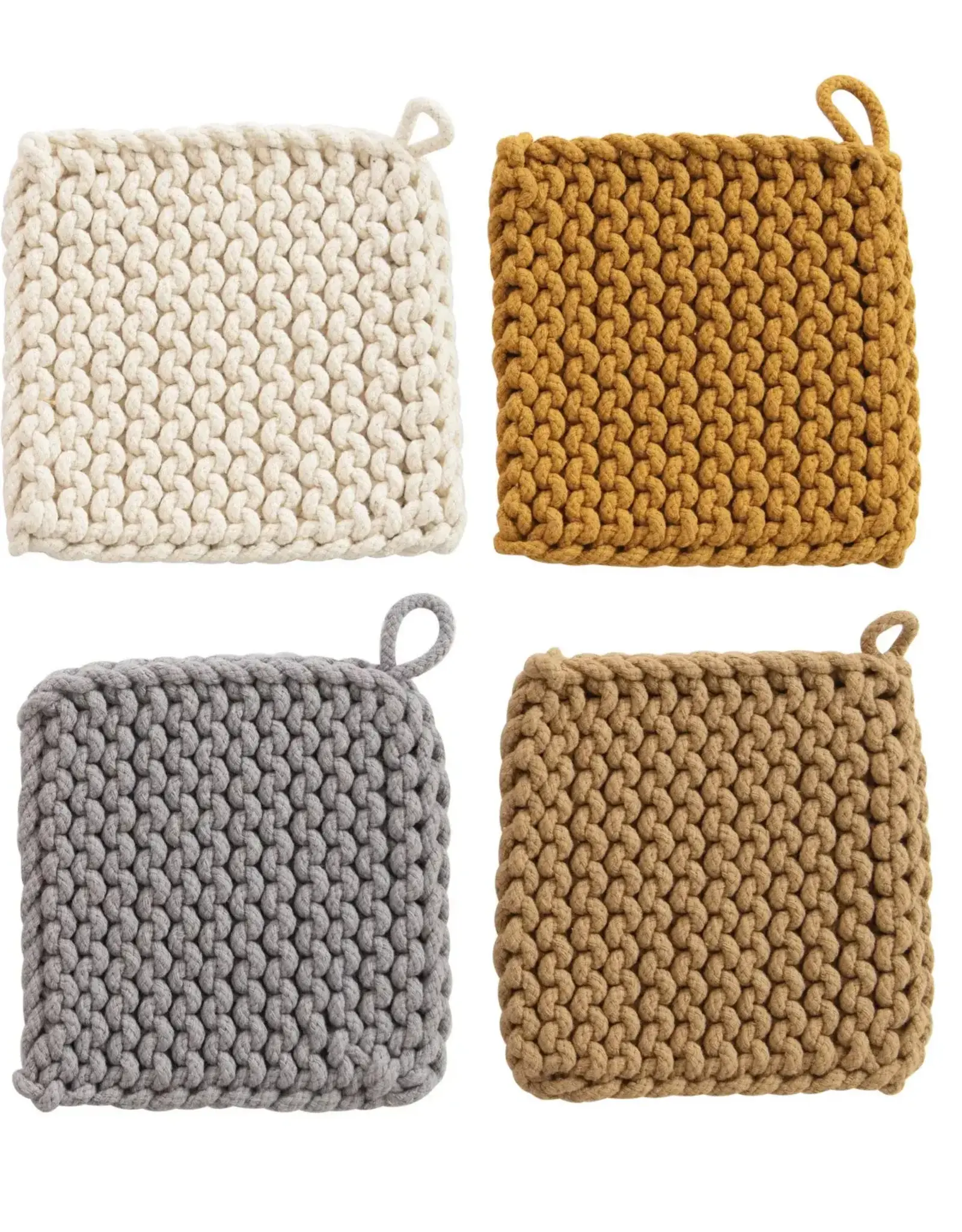 Cotton Crocheted Potholder, 4 Colors