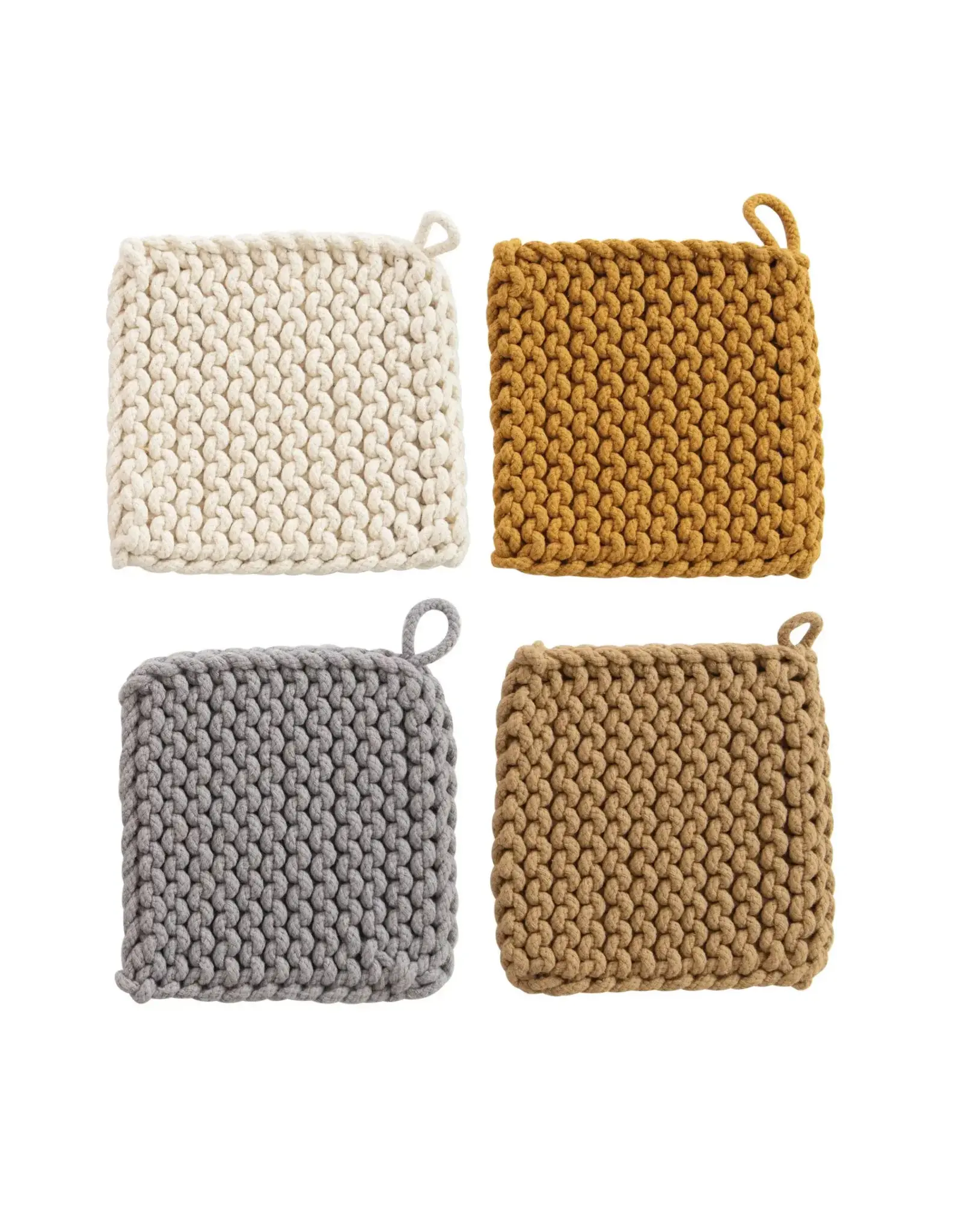 Cotton Crocheted Potholder, 4 Colors