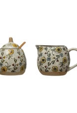 10 oz. Hand-Painted Stoneware Sugar Pot & Creamer Set