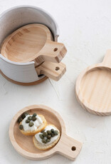 Pine Wood Tapas Plates w/ Stoneware Holder, Set of 5