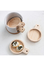 Pine Wood Tapas Plates w/ Stoneware Holder, Set of 5