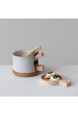 Pine Wood Tapas Plates w/ Stoneware Holder, Set of 5