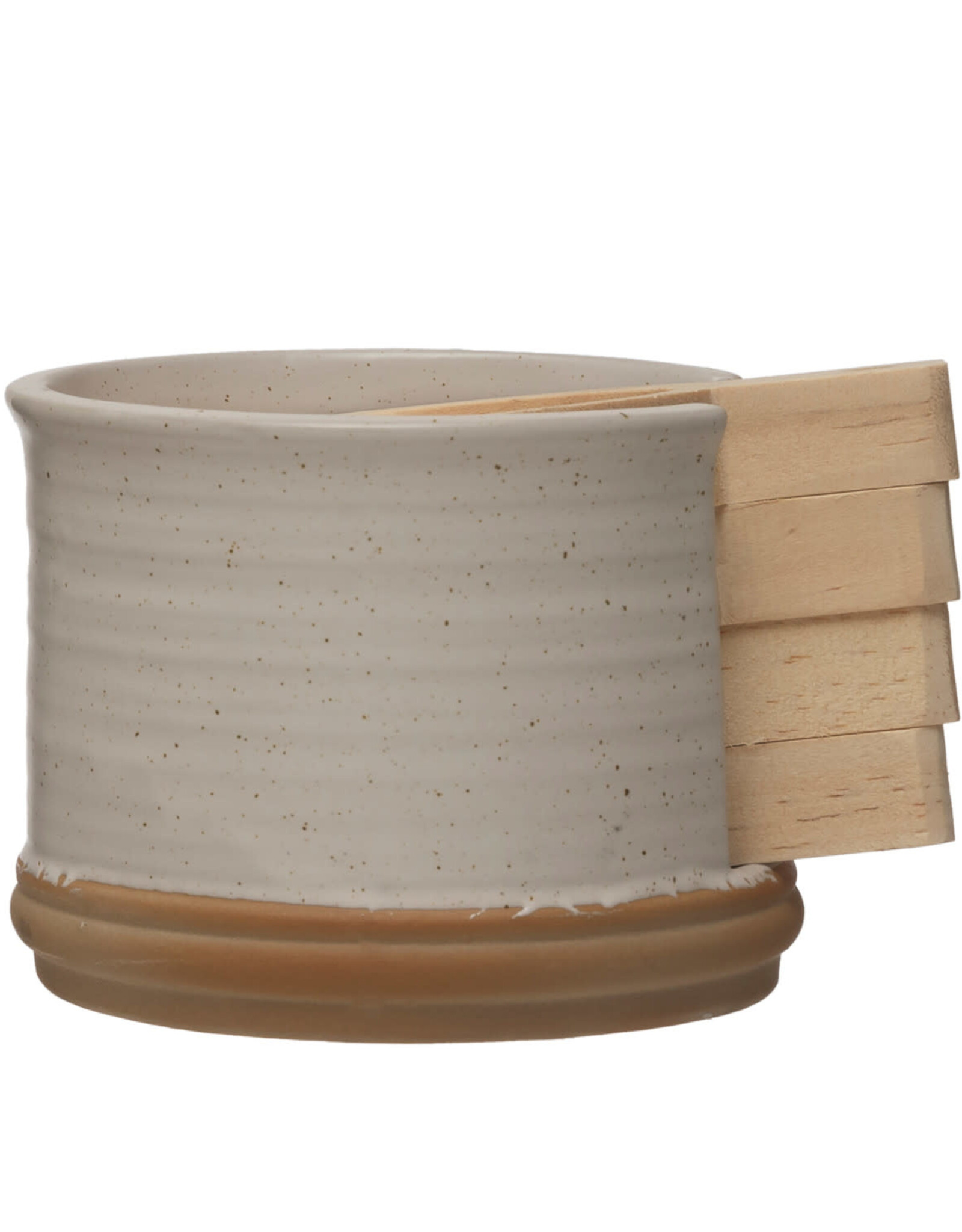 Pine Wood Tapas Plates w/ Stoneware Holder, Set of 5