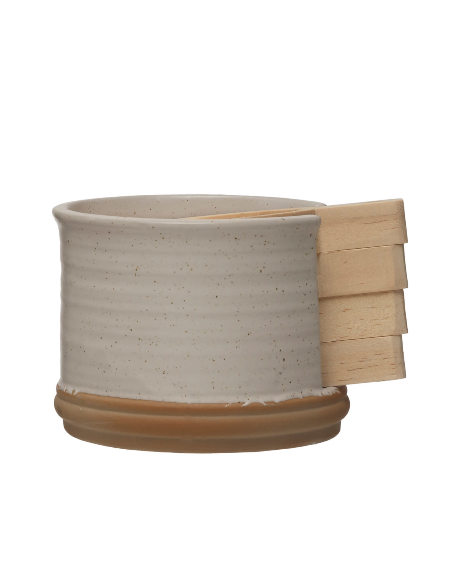 Pine Wood Tapas Plates w/ Stoneware Holder, Set of 5