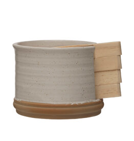 Pine Wood Tapas Plates w/ Stoneware Holder, Set of 5