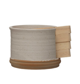 Pine Wood Tapas Plates w/ Stoneware Holder, Set of 5