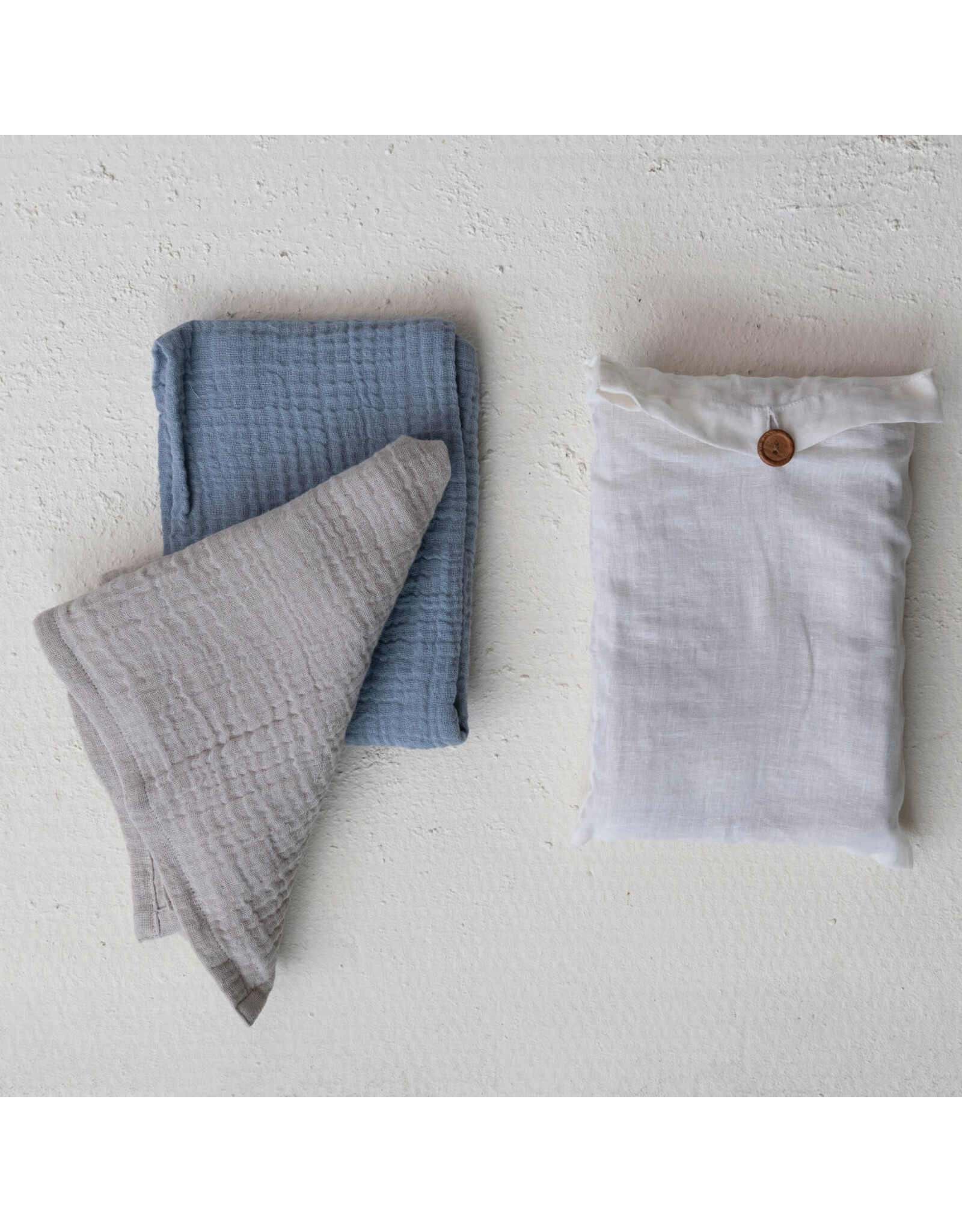 Cotton Double Cloth Tea Towels & Taupe, Set of 2 in Bag