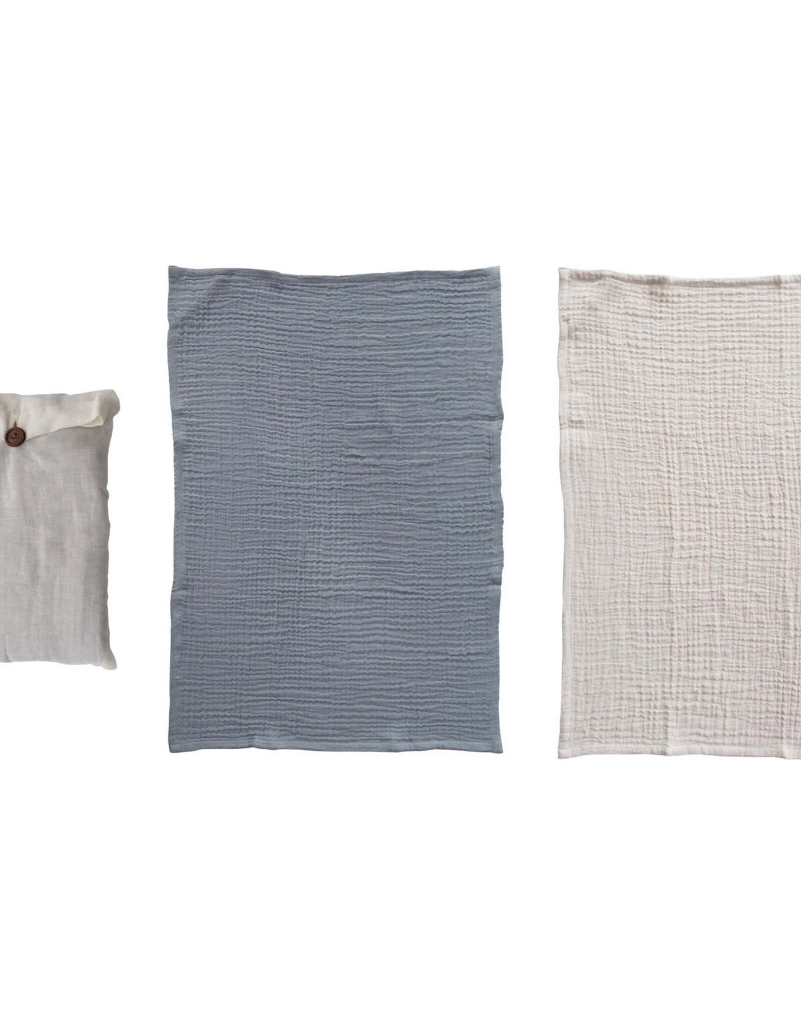 Cotton Double Cloth Tea Towels & Taupe, Set of 2 in Bag