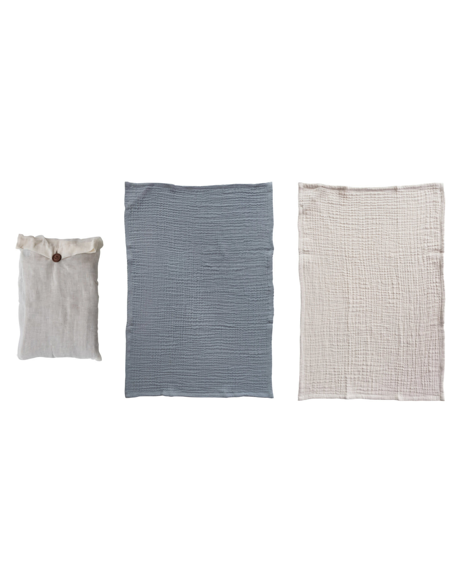 Cotton Double Cloth Tea Towels & Taupe, Set of 2 in Bag