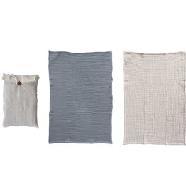 Cotton Double Cloth Tea Towels & Taupe, Set of 2 in Bag