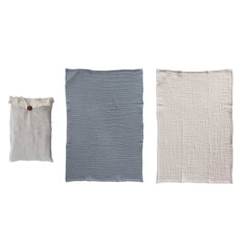 Cotton Double Cloth Tea Towels & Taupe, Set of 2 in Bag