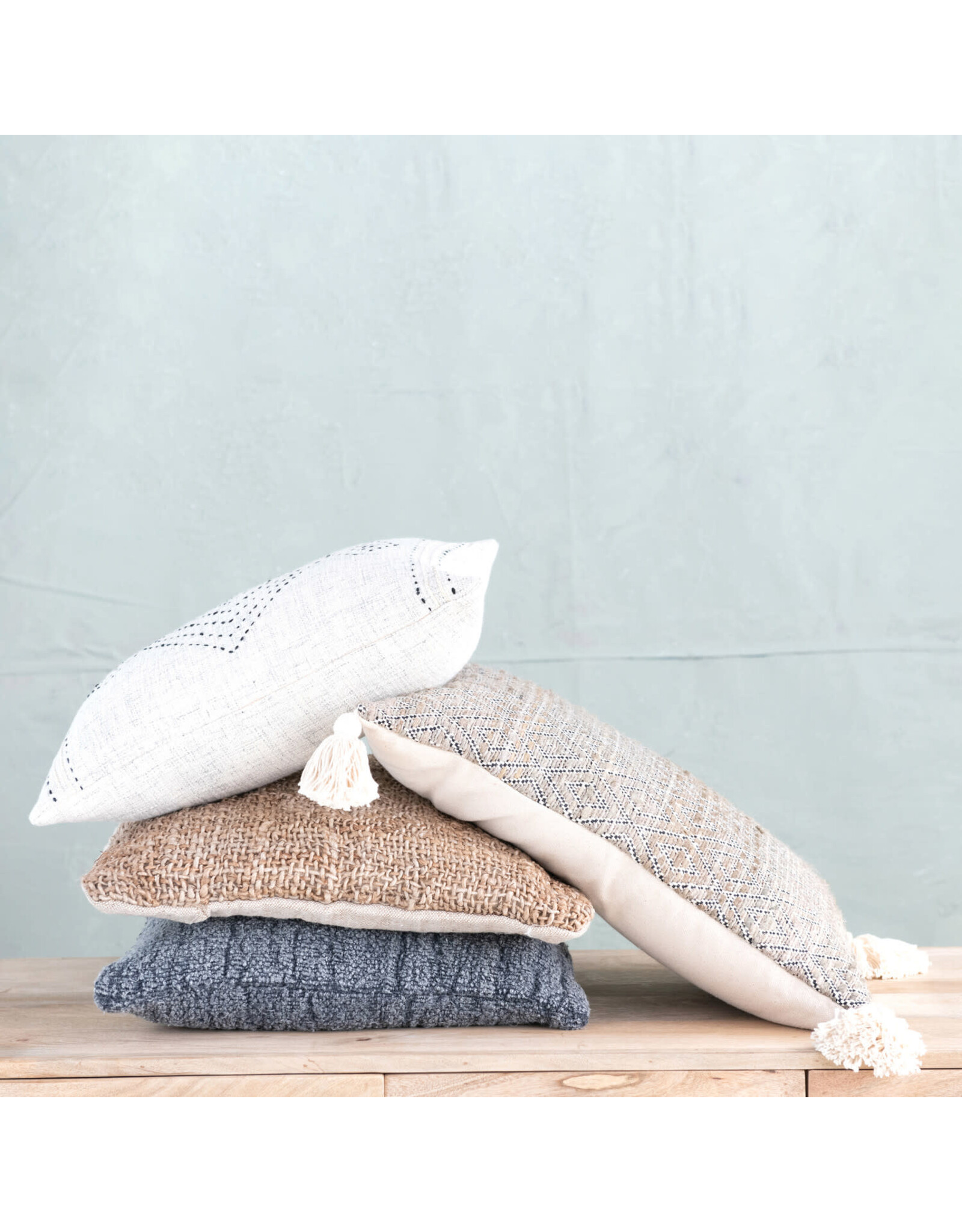 Stonewashed Silk & Cotton Pillow - Charcoal, 18X18