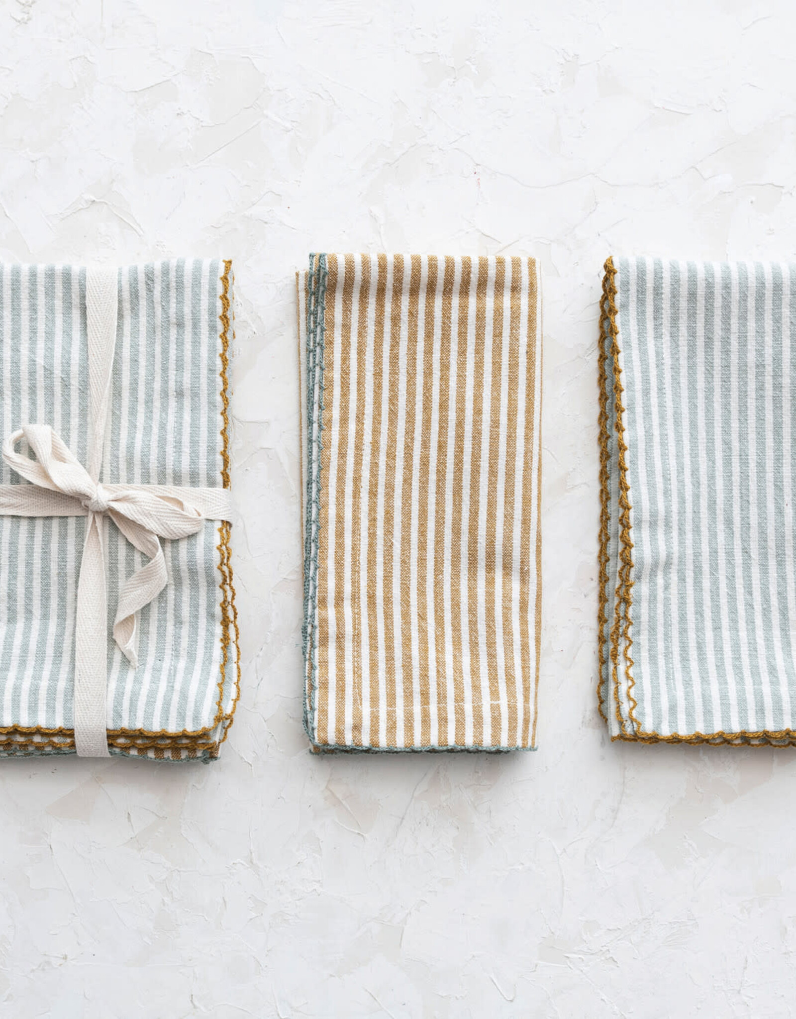 Cotton Napkins w/ Stripes, 2 Colours, Set of 4