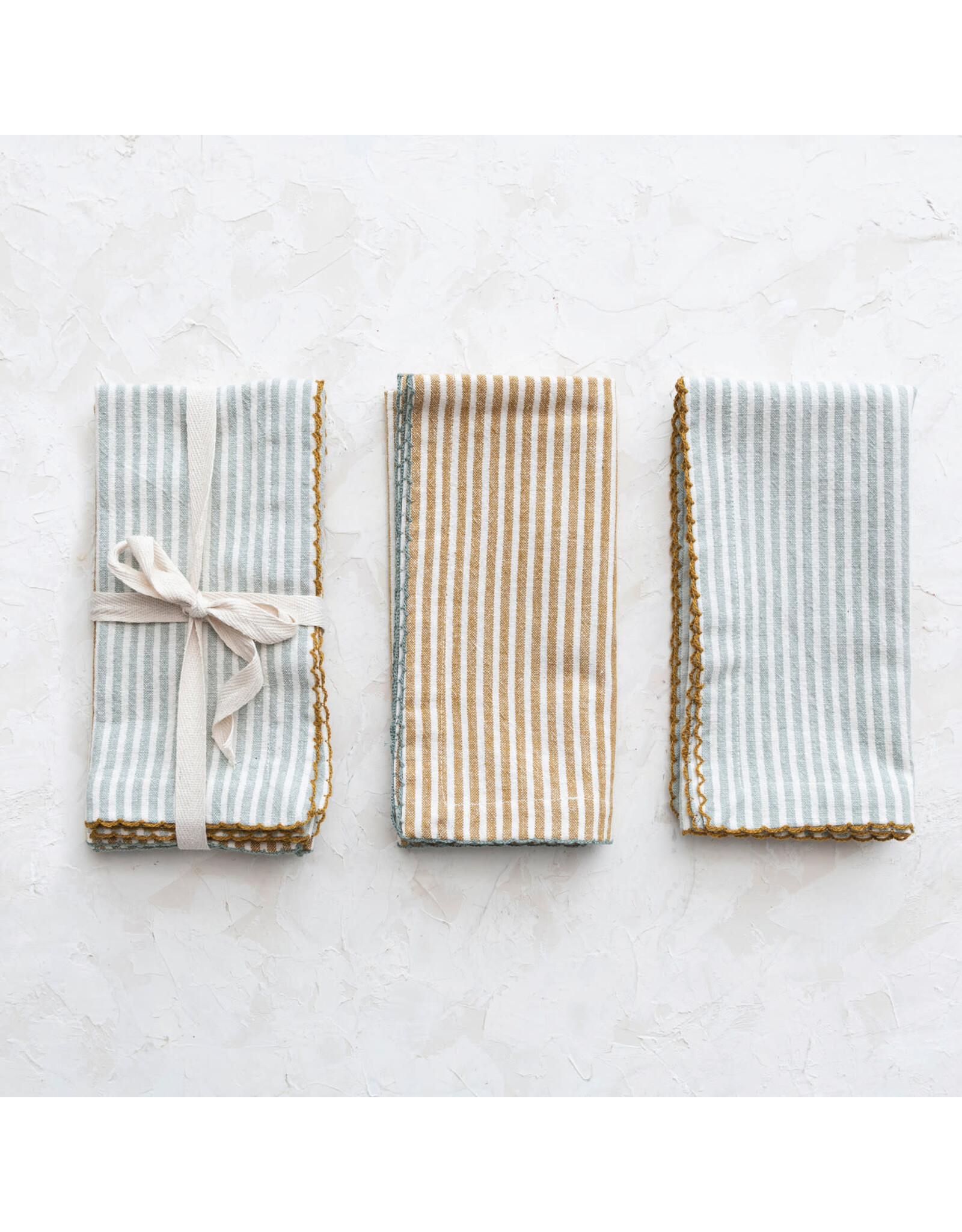 Cotton Napkins w/ Stripes, 2 Colours, Set of 4