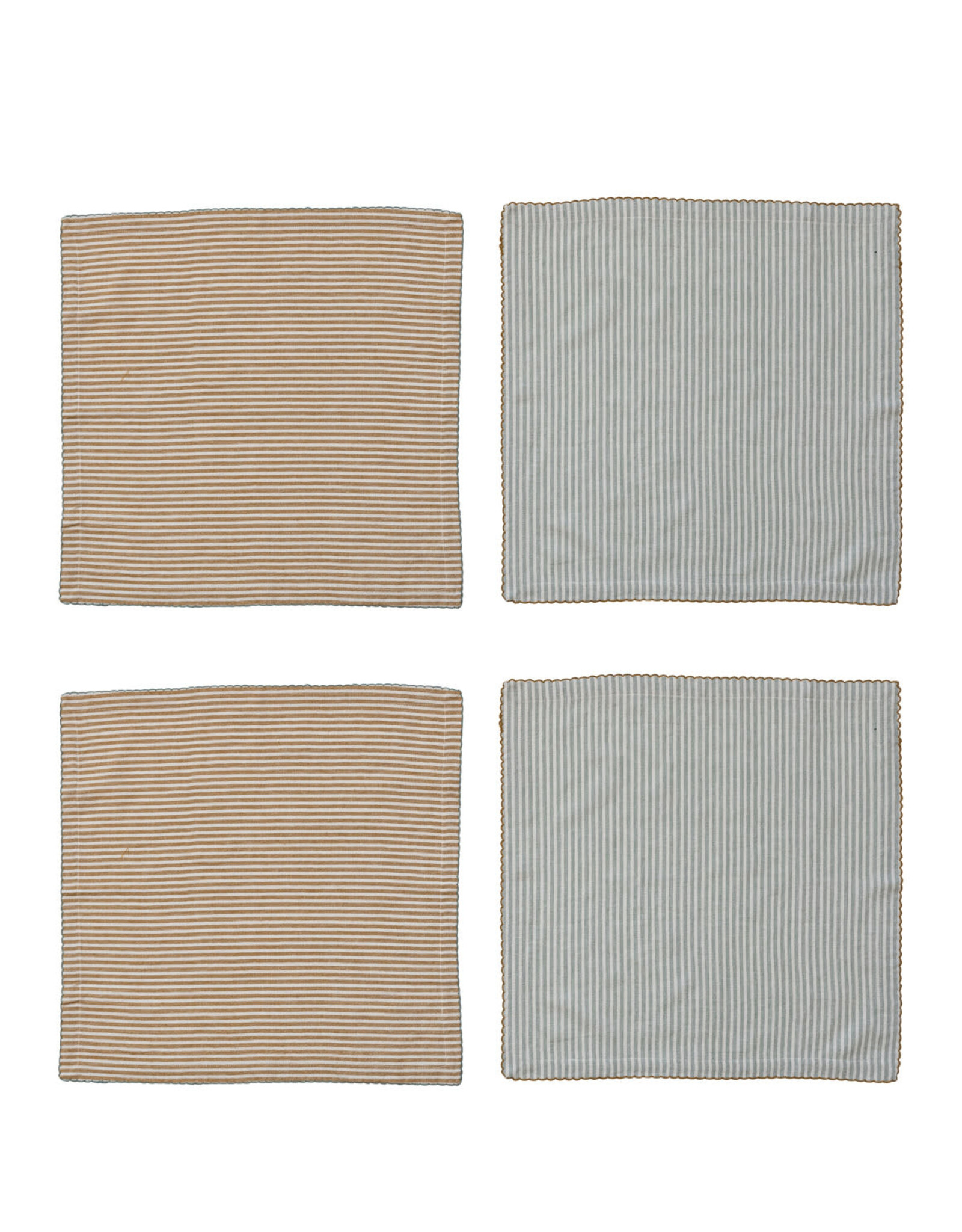 Cotton Napkins w/ Stripes, 2 Colours, Set of 4