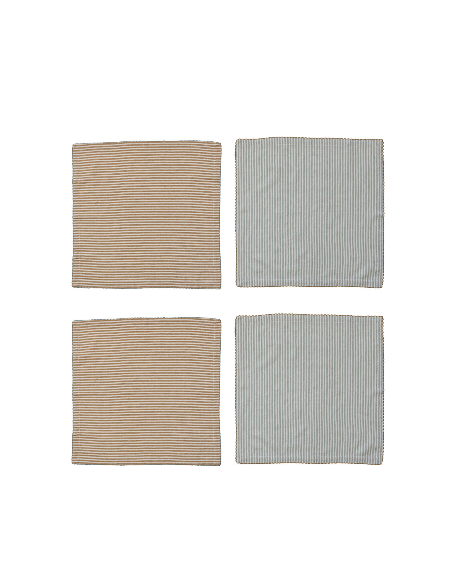 Cotton Napkins w/ Stripes, 2 Colours, Set of 4