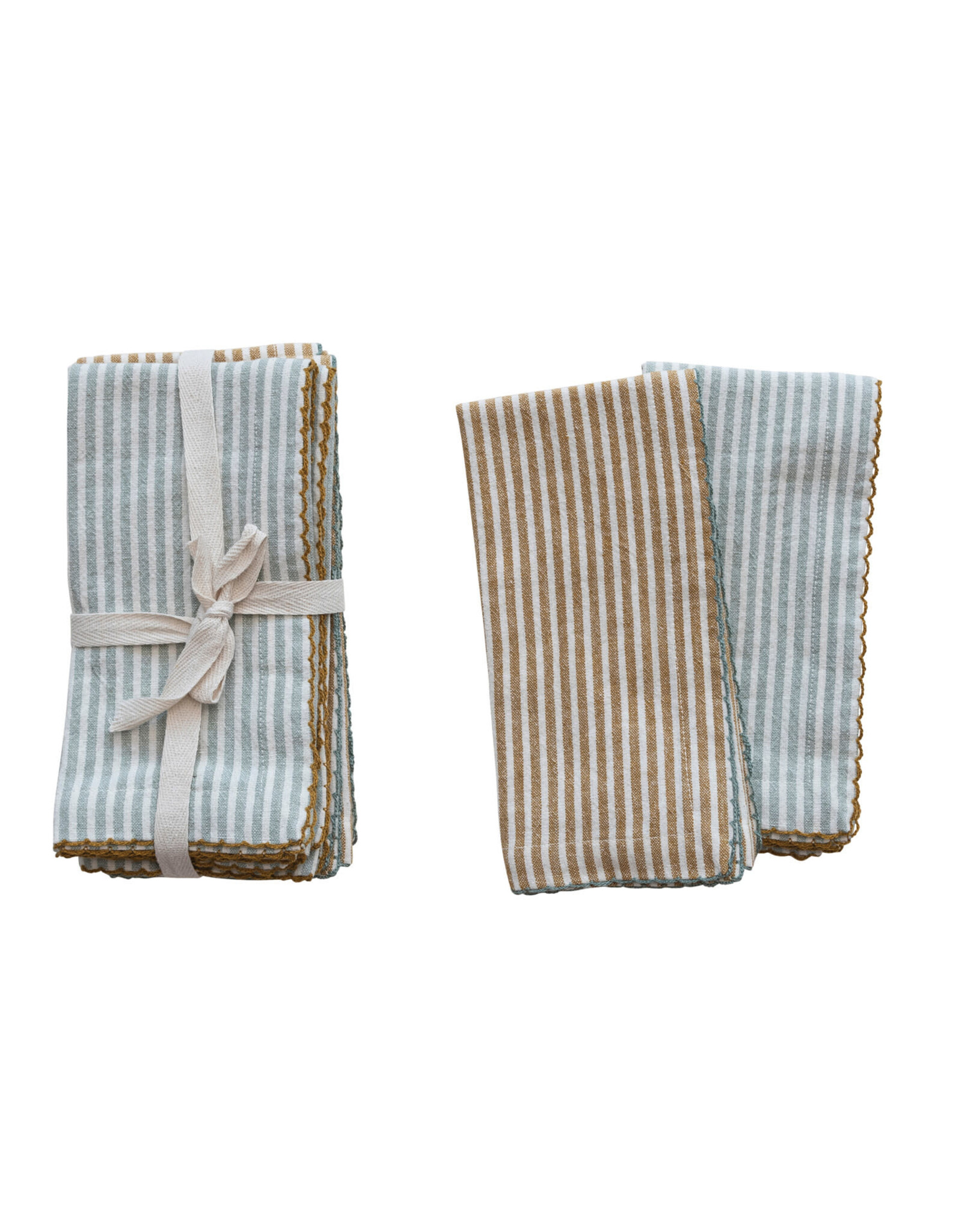 Cotton Napkins w/ Stripes, 2 Colours, Set of 4