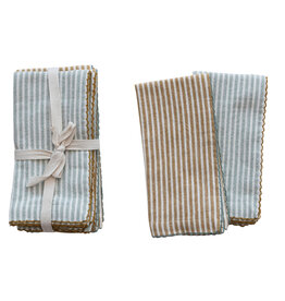 Cotton Napkins w/ Stripes, 2 Colours, Set of 4
