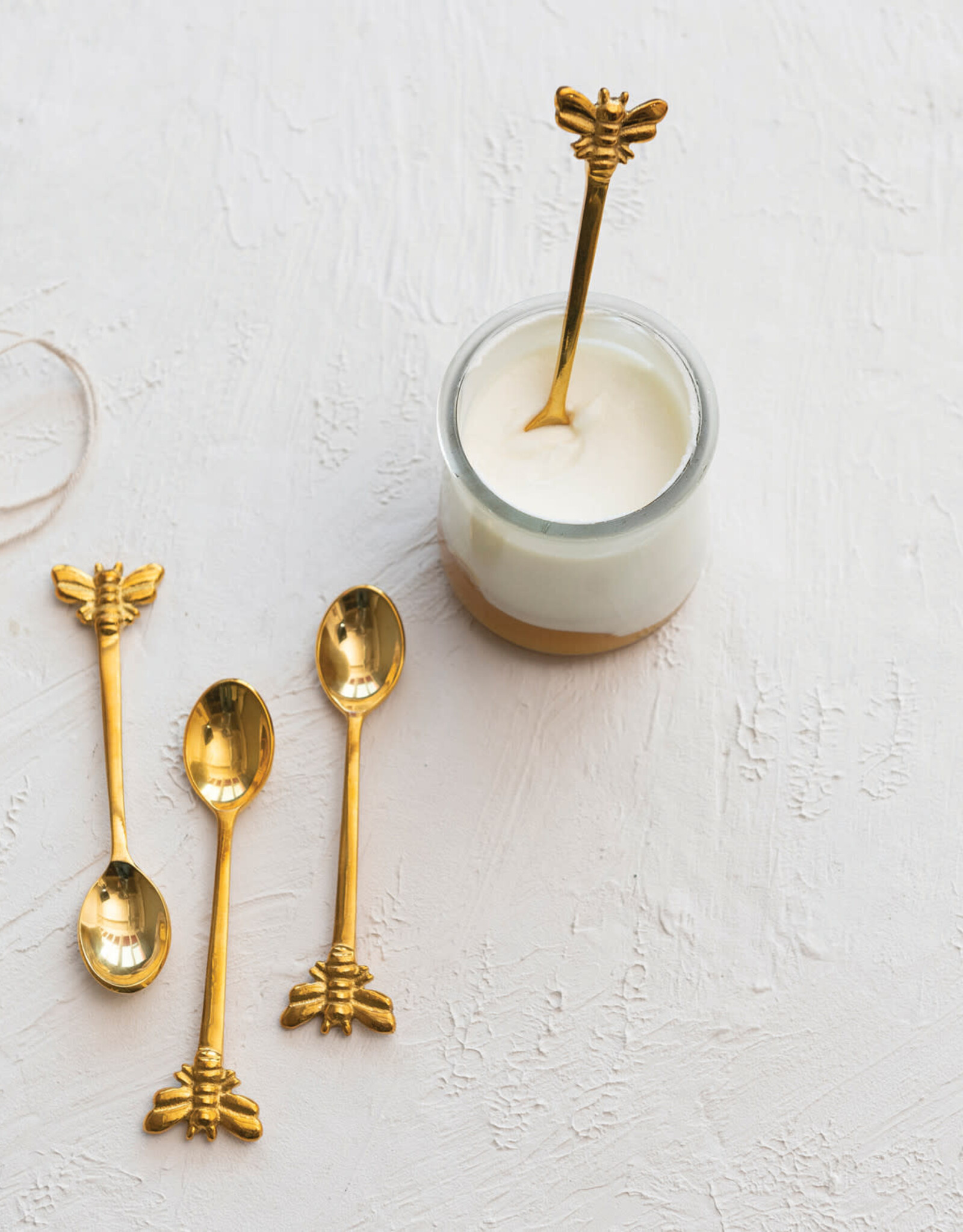 Brass Spoons w/ Bees, Set of 4