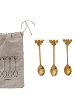Brass Spoons w/ Bees, Set of 4