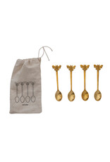Brass Spoons w/ Bees, Set of 4