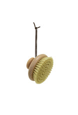 Beech Wood Body Brush w/ Round Handle & Leather Tie