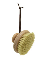 Beech Wood Body Brush w/ Round Handle & Leather Tie
