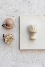 Beech Wood Body Brush w/ Round Handle & Leather Tie