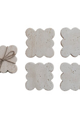 Travertine Coasters w/ Scalloped Edge, Set of 4