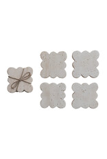 Travertine Coasters w/ Scalloped Edge, Set of 4