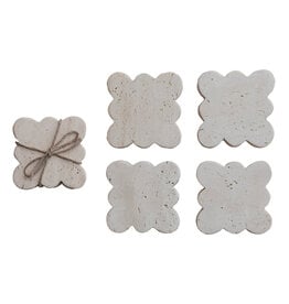 Travertine Coasters w/ Scalloped Edge, Set of 4