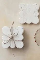 Travertine Coasters w/ Scalloped Edge, Set of 4