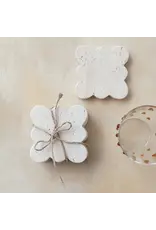 Travertine Coasters w/ Scalloped Edge, Set of 4