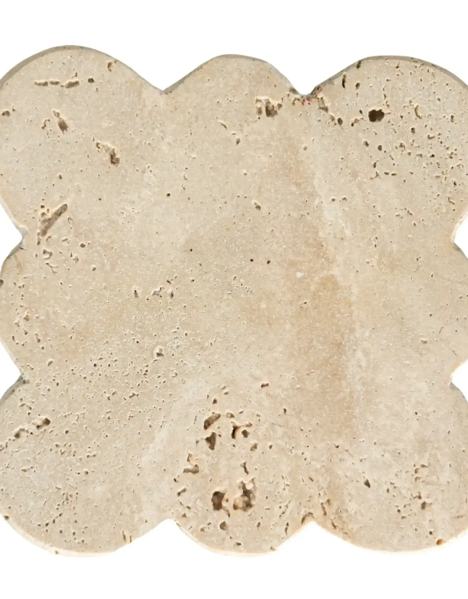 Travertine Coasters w/ Scalloped Edge, Set of 4