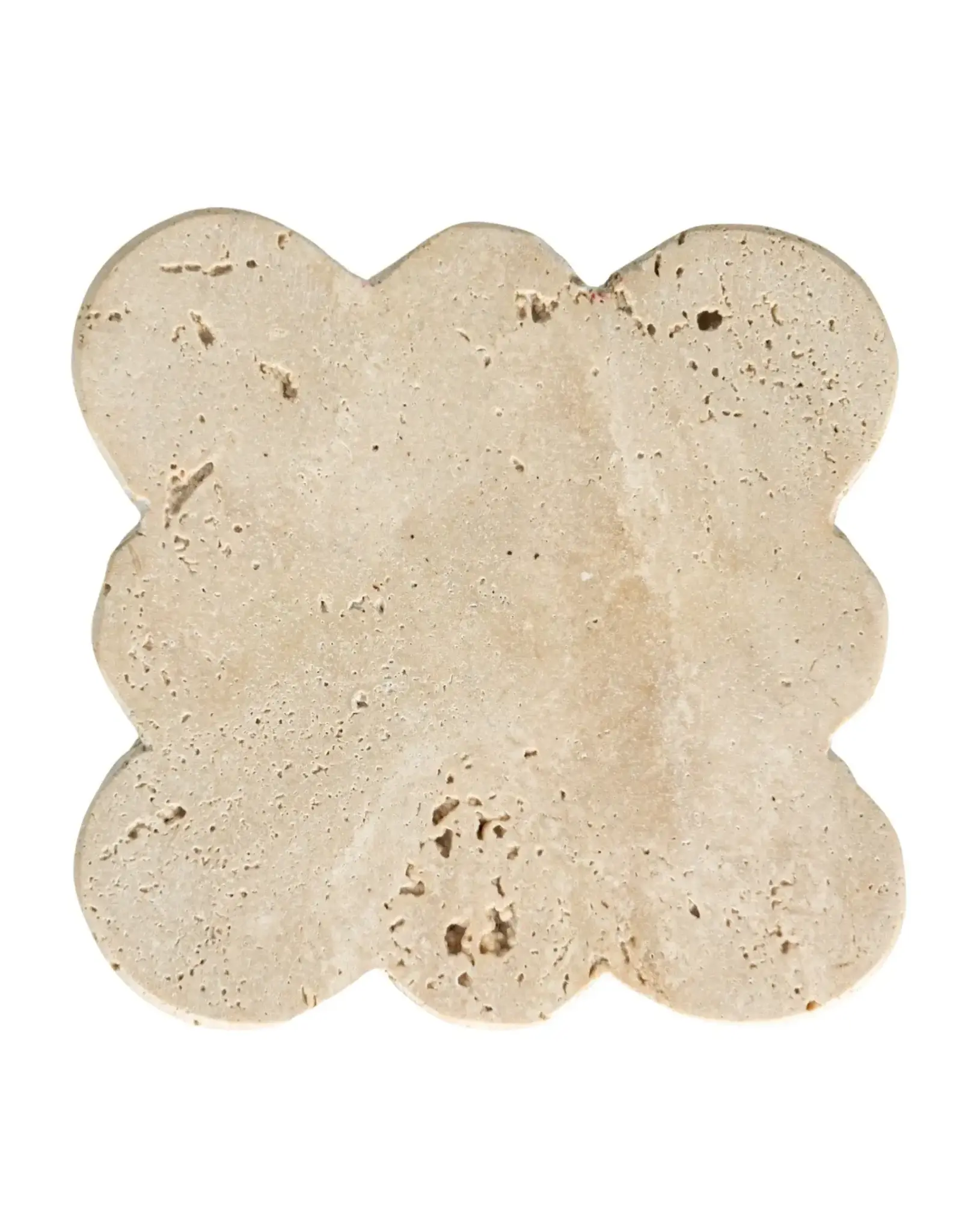 Travertine Coasters w/ Scalloped Edge, Set of 4