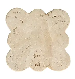 Travertine Coasters w/ Scalloped Edge, Set of 4