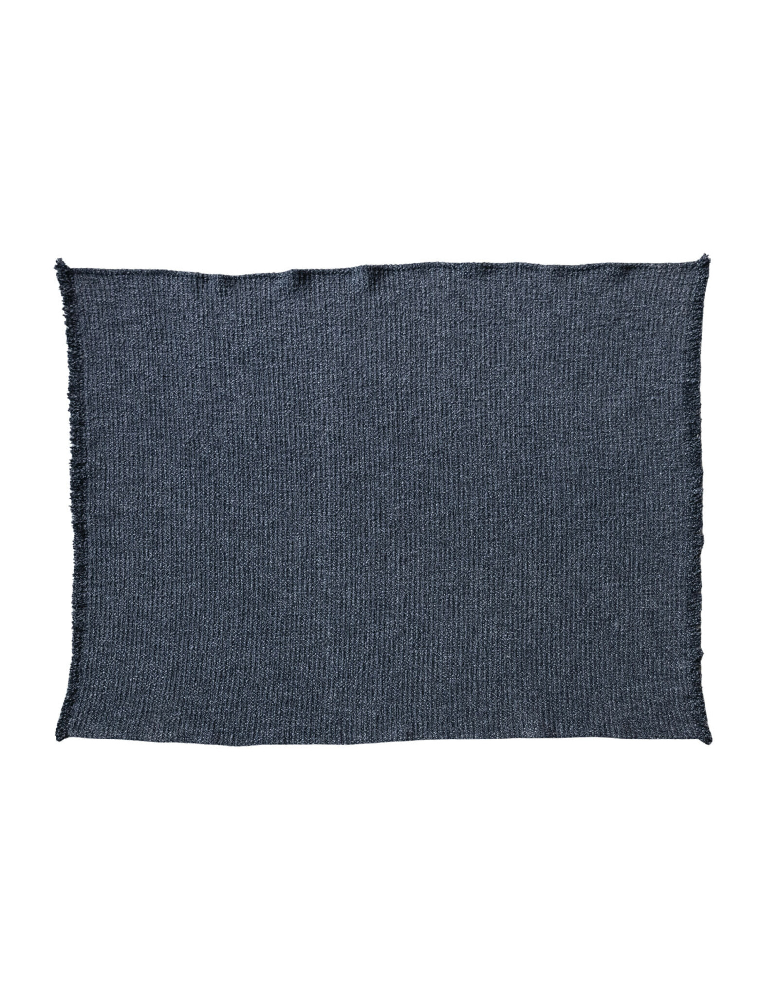 Stonewashed Cotton Blend Bouclé Throw w/ Fringe, Charcoal - 60x50
