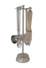 Stainless Steel & Mango Wood Bar Tools with 13"H Stand, Set of 5