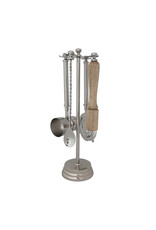 Stainless Steel & Mango Wood Bar Tools with 13"H Stand, Set of 5