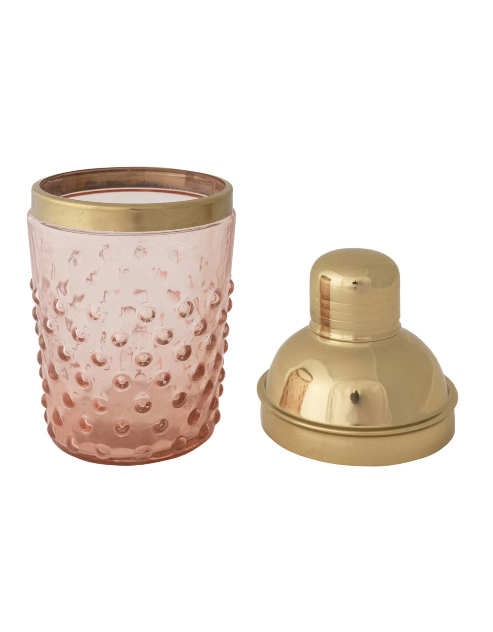 14 oz. Stainless Steel & Hand-Blown Glass Hobnail Cocktail Shaker