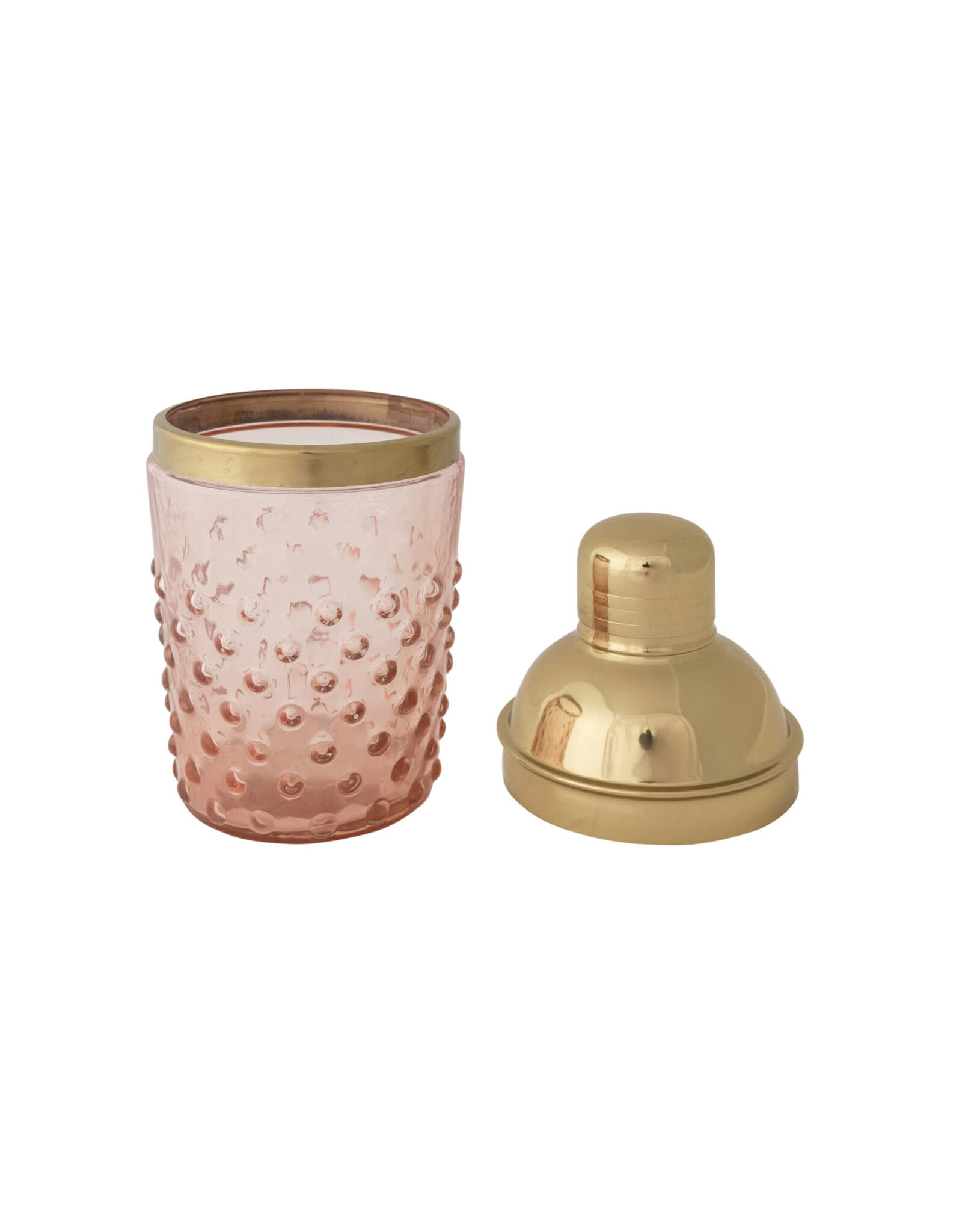 14 oz. Stainless Steel & Hand-Blown Glass Hobnail Cocktail Shaker