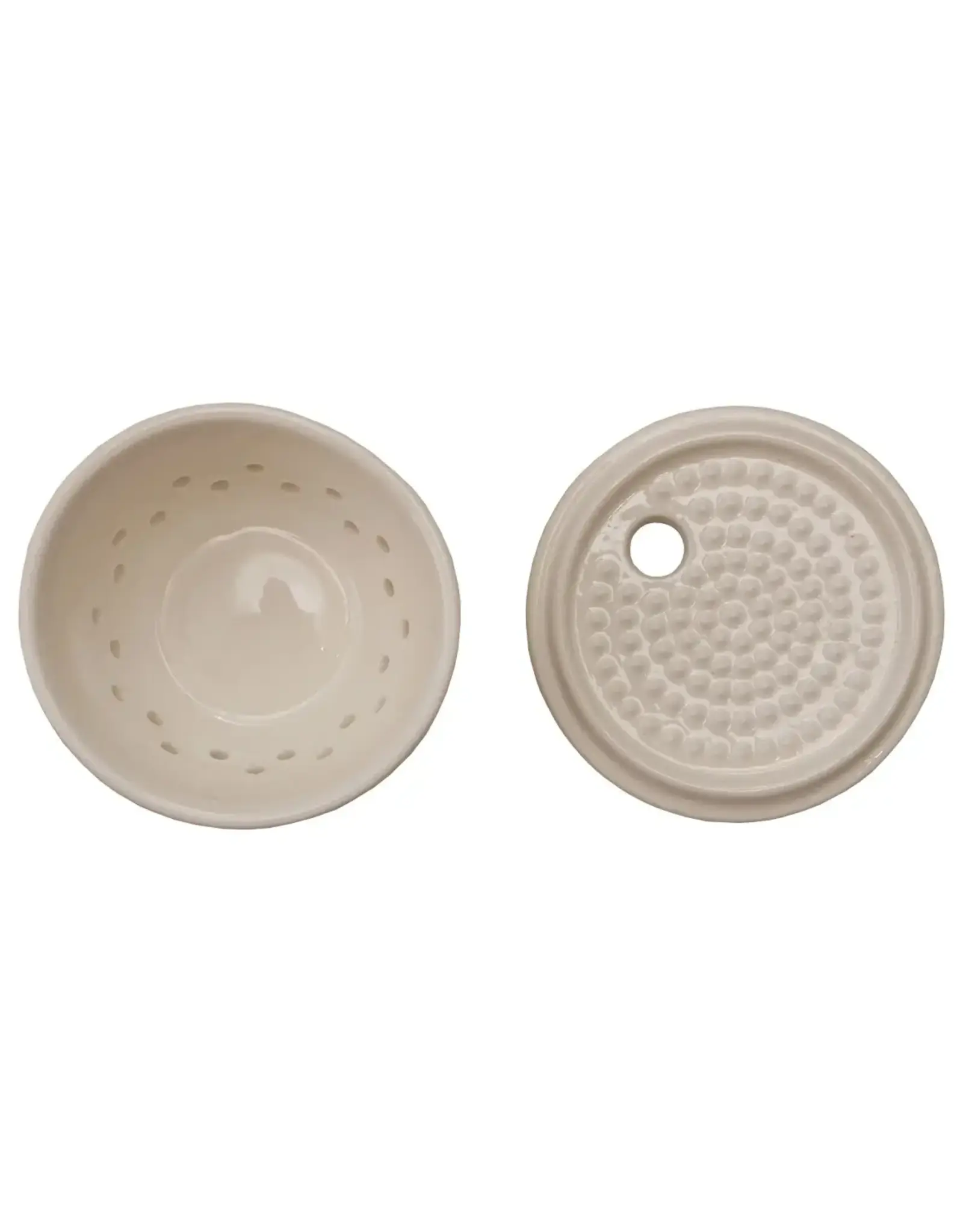 Stoneware Garlic/Ginger Grater/Storage, White