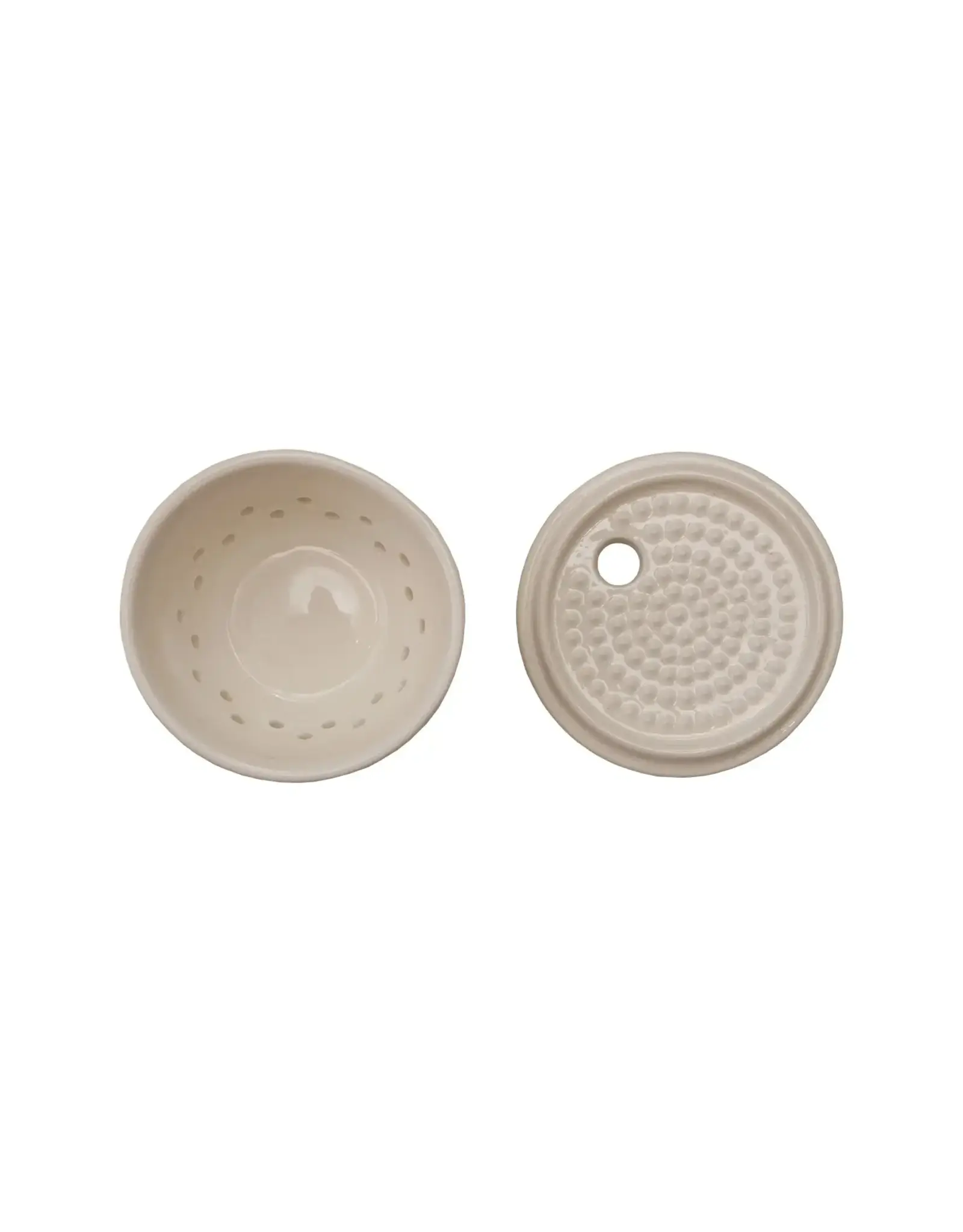 Stoneware Garlic/Ginger Grater/Storage, White