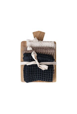 Waffle Weave Dish Cloths w/ Cheese/Serving Board, Set of 4 Tied