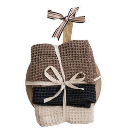 Waffle Weave Tea Towels w/ Mango Wood Cheese/Serving Board
